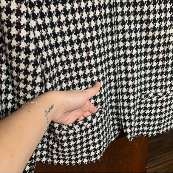 TanJay Jacket houndstooth Wool Long Sleeves Full Zip Coat Women Size 14 - Picture 6 of 8